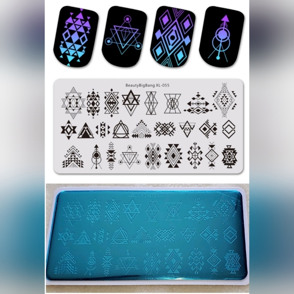 NEW Geometric Pattern Stamping Plate Big Bang Beauty XL-055 - Picture 1 of 11